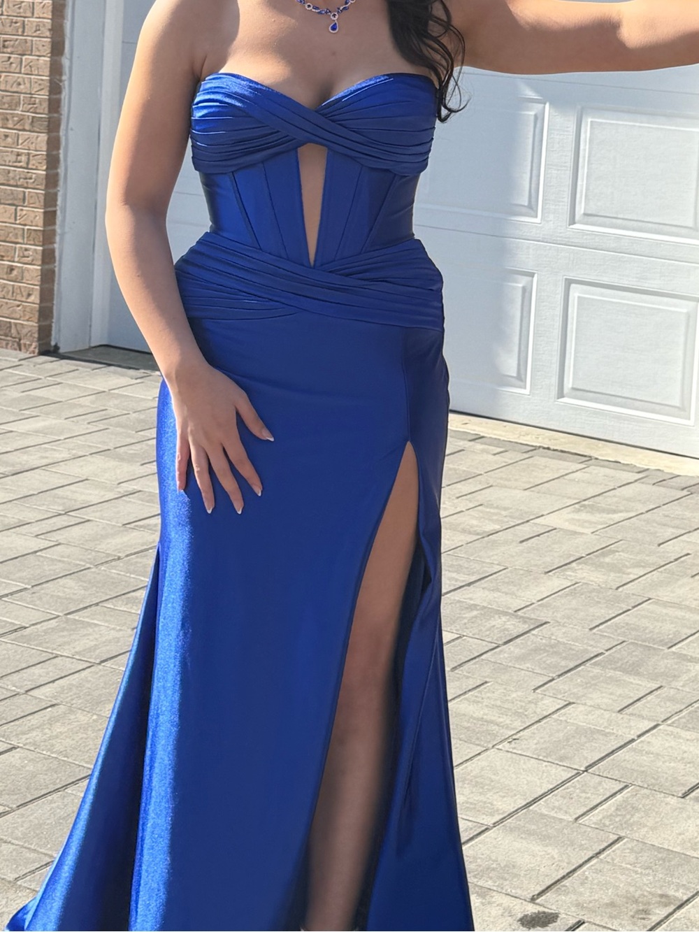 Royal Blue Strapless prom dress